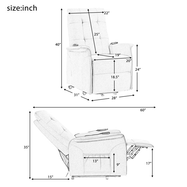 Latitude Run® Electric Lift Chair Massage Recliner Sofa Wayfair.ca